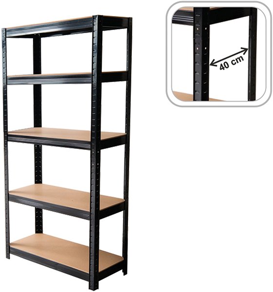 Shelving Unit EMPT Metal shelf rack, 180 × 90 × 40 cm, black ...