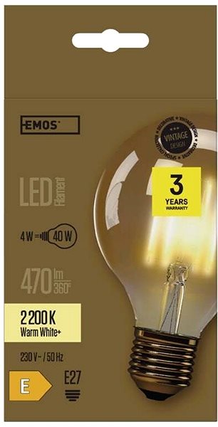 LED izzó EMOS LED Vintage G95 4W E27 Jellemzők/technológia