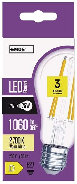 LED izzó EMOS LED izzó Filament A60 A++ 8W E27 meleg fehér Jellemzők/technológia