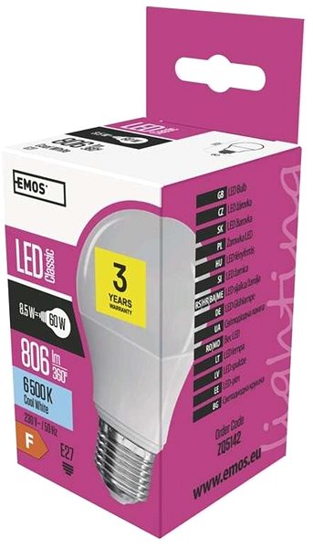 LED izzó EMOS LED izzó Classic A60 9W E27 hideg fehér Csomagolás/doboz