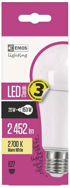 LED izzó EMOS LED izzó Classic A67 20W E27 meleg fehér Jellemzők/technológia