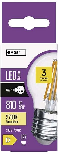 LED-Birne EMOS LED Glühbirne Filament Mini Globe 6 Watt E27 - warmweiß ...