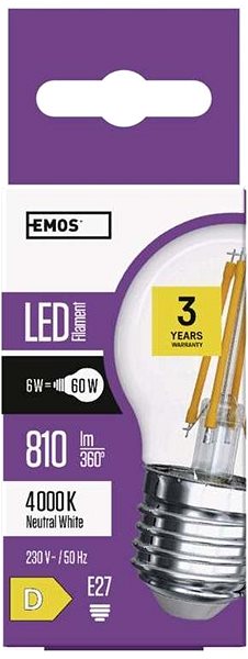 LED žiarovka EMOS LED žiarovka Filament Mini Globe 6 W E27 neutrálna biela ...