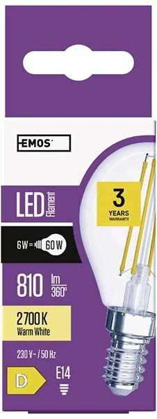 LED izzó EMOS LED izzó Filament Mini Globe 6W E14 meleg fehér ...
