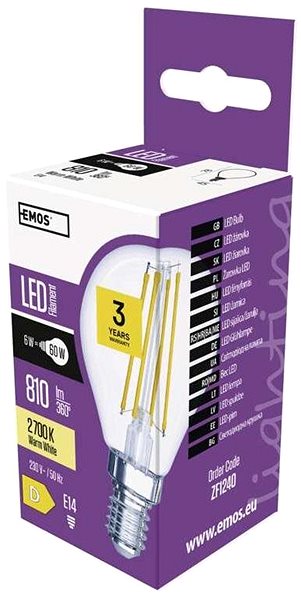 LED izzó EMOS LED izzó Filament Mini Globe 6W E14 meleg fehér ...