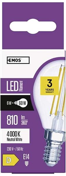 LED žiarovka EMOS LED žiarovka Filament Mini Globe 6 W E14 neutrálna biela ...