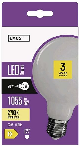 LED-Birne EMOS LED Birne Filament G95 7,8 Watt E27 - warmweiß ...