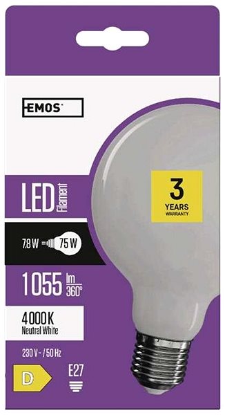 LED-Birne EMOS LED Birne Filament G95 7,8 Watt E27 - neutralweiß ...