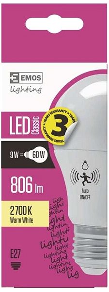 LED-Birne EMOS LED Lampe Classic A60 9 Watt E27 warmweiß mit Bewegungssensor Mermale/Technologie