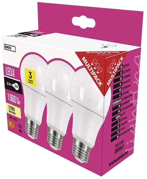 LED žiarovka EMOS LED žiarovka Classic A60 10,5 W E27 teplá biela Obal/škatuľka
