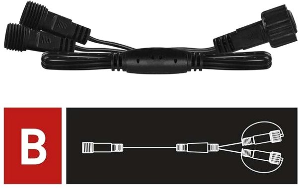 Fényfüzér EMOS Elosztó sorolható Standard fényfüzérekhez, fekete, 0,5 m, kültéri és beltéri Jellemzők/technológia