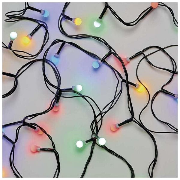 Svetelná reťaz EMOS LED vianočná cherry reťaz – guľočky, 8 m, vonkajšia aj vnútorná, multicolor, časovač Vlastnosti/technológia
