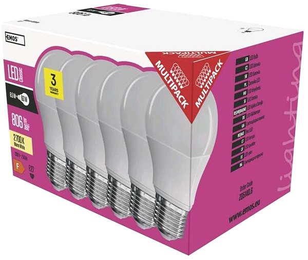 LED Bulb EMOS LED Bulb Classic A60 9W E27 Warm White Packaging/box