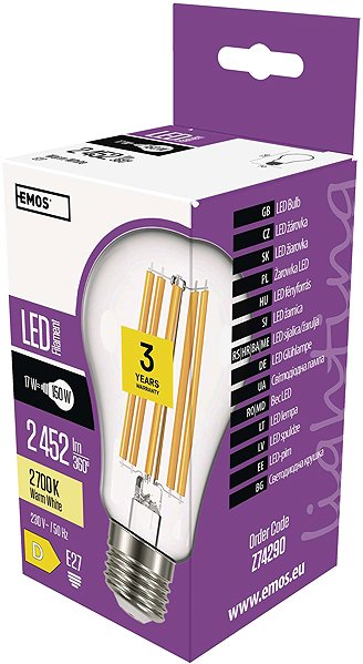 LED-Birne EMOS LED-Lampe Filament A67 A ++ 17W E27 warmweiß Energielabel