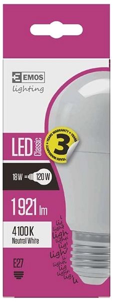 LED izzó EMOS LED izzó Classic A67 18W E27 semleges fehér Jellemzők/technológia