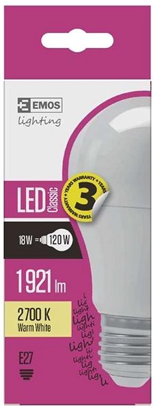 LED Bulb EMOS LED Bulb Classic A67 18W E27 Warm White Features/technology