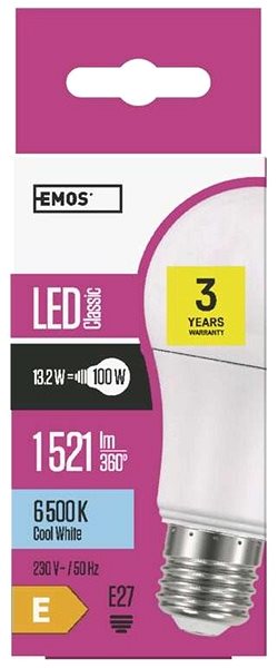 LED žiarovka EMOS LED žiarovka Classic A60 14 W E27 studená biela Vlastnosti/technológia