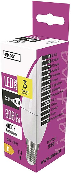 LED-Birne EMOS LED-Lampe Classic Candle 8W E14 Neutralweiß Mermale/Technologie