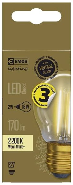 LED Bulb EMOS LED Bulb Vintage Mini Globe 2W E27 Warm White+ Features/technology