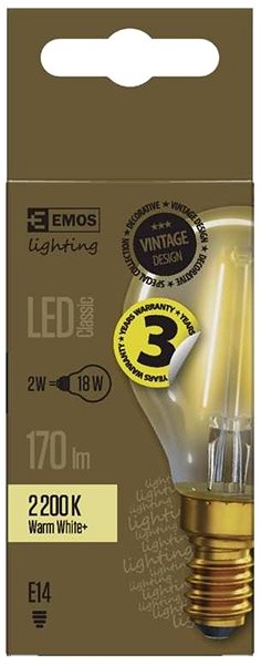 LED žiarovka EMOS LED žiarovka Vintage Mini Globe 2 W E14 teplá biela+ Vlastnosti/technológia