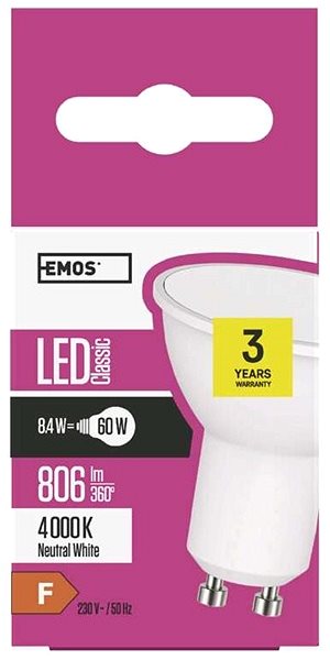 LED izzó EMOS LED izzó Classic MR16 9W GU10 semleges fehér Jellemzők/technológia