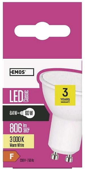 LED žiarovka EMOS LED žiarovka Classic MR16 9 W GU10 teplá biela Vlastnosti/technológia