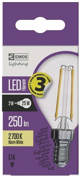LED Bulb EMOS LED Bulb Filament Mini Globe A++ 2W E14 Warm White Features/technology