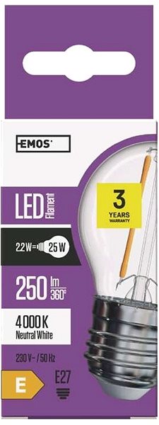 LED-Birne EMOS LED-Lampe Filament Mini Globe 2W E27 neutralweiß Mermale/Technologie