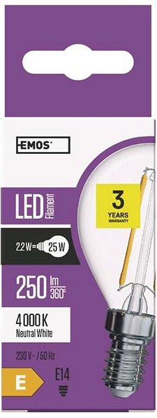 LED žiarovka EMOS LED žiarovka Filament Mini Globe 2 W E14 neutrálna biela Vlastnosti/technológia