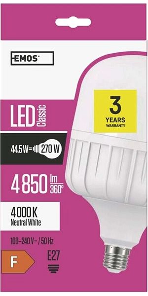 LED žiarovka EMOS LED žiarovka Classic T140 46 W E27 neutrálna biela Vlastnosti/technológia