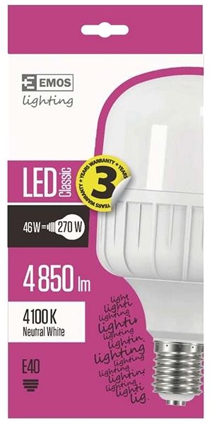 LED izzó EMOS LED Classic T140 46W E40 semleges fehér izzó Jellemzők/technológia