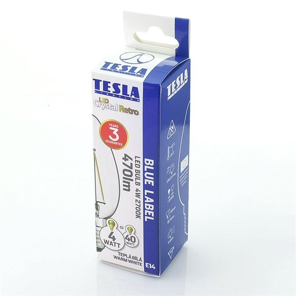 LED Bulb TESLA CRYSTAL LED RETRO candle E14 4W 2700K Packaging/box