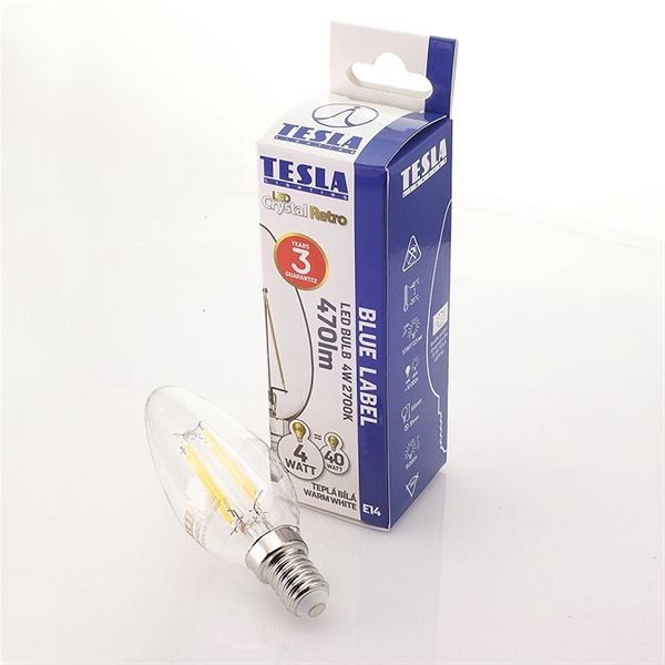 LED-Birne TESLA CRYSTAL LED RETRO Kerze E14 4 Watt 2700K Packungsinhalt