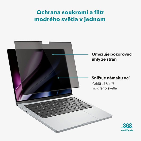 Sichtschutzfolie Epico Privacy & AntiBlue FlexiMagnetic Filter für MacBook Pro 14