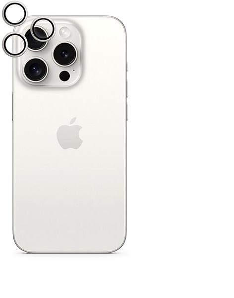Ochranné sklo na objektív Epico hliníkové ochranné sklo na šošovky fotoaparátu pre iPhone 15 Pro/15 Pro Max  – biely titán ...