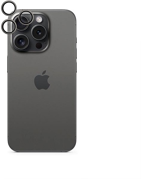 Ochranné sklo na objektív Epico hliníkové ochranné sklo na šošovky fotoaparátu pre iPhone 15 Pro/15 Pro Max – čierny titán ...