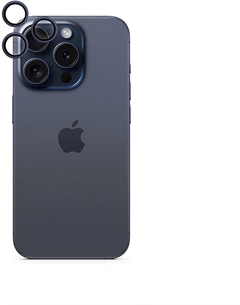Ochranné sklo na objektív Epico hliníkové ochranné sklo na šošovky fotoaparátu pre iPhone 15 Pro/15 Pro Max – modrý titán ...