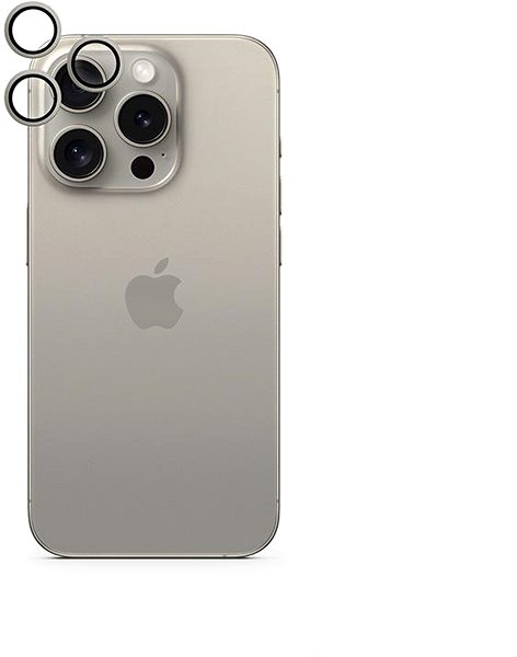 Ochranné sklo na objektív Epico hliníkové ochranné sklo na šošovky fotoaparátu pre iPhone 15 Pro/15 Pro Max – prírodný titán ...
