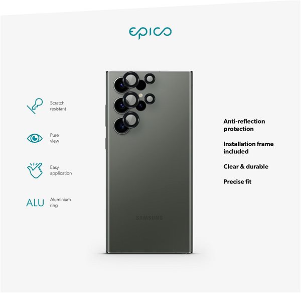 Objektiv-Schutzglas Epico Aluminium Schutzglas für die Kamera-Linse für das Samsung Galaxy S24 Ultra 5G - schwarz ...