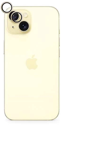 Ochranné sklo na objektív Epico hliníkové ochranné sklo na šošovky fotoaparátu pre iPhone 15/15 Plus – žlté ...