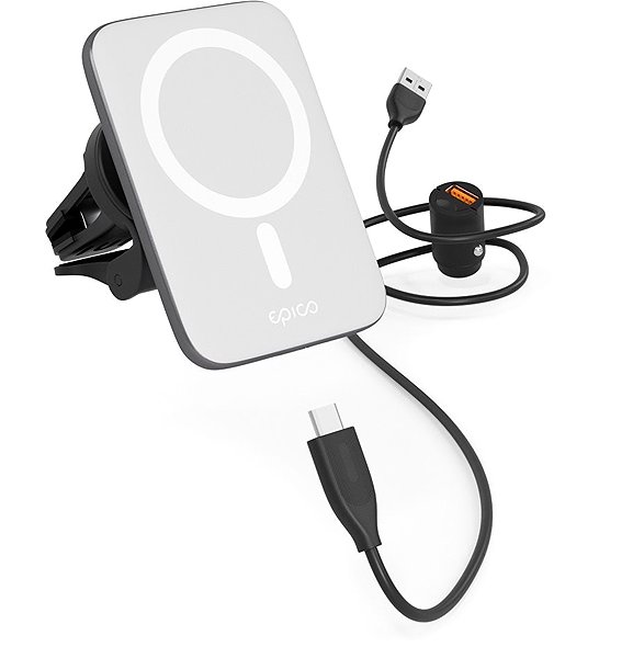 Phone holder Epico Ultrathin Wireless Car Charger MagSafe compatible silver/white ...