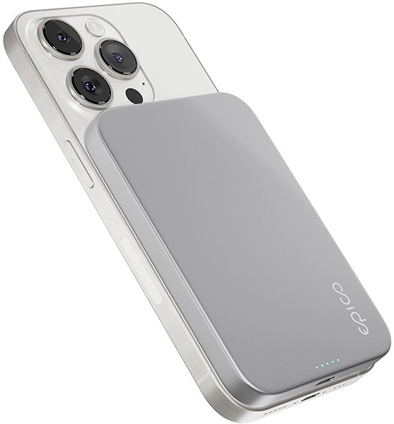 Power Bank EPICO 5000mAh aluminium powerbank with MagSafe mounting support - silver ...