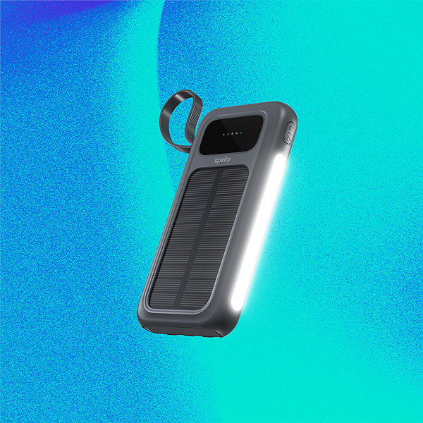 Power Bank Spello ForcePack 5in1 10000mAh Solar Power Bank with 4 Integrated Cables SP15 - Grey ...