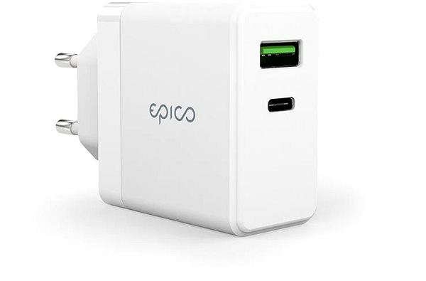 Töltő adapter Epico 65W GaN hálózati töltő 2m-es USB-C USB-C kábellel - fehér ...