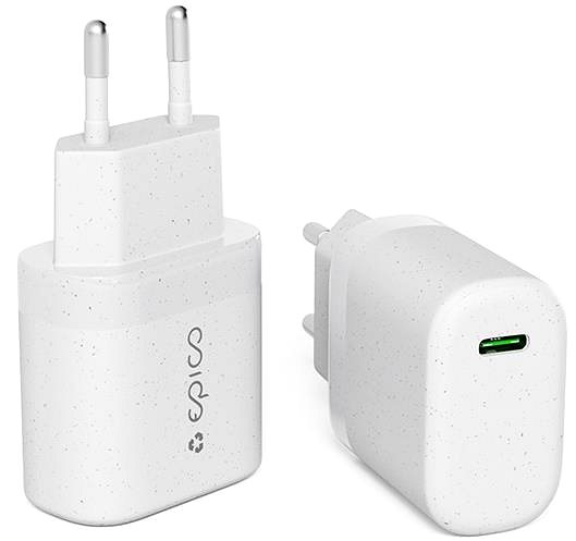 Töltő adapter Epico Resolve 30W GaN hálózati töltő 1.2m USB-C kábellel - fehér ...