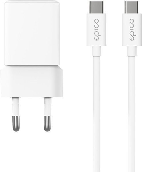 Wall Charger Epico UltraBoost EA10 20W GaN Power Adapter with 1.2m USB-C to USB-C Cable - White ...