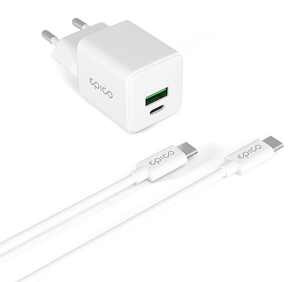 Wall Charger Epico UltraBoost EA10 20W GaN Power Adapter with 1.2m USB-C to USB-C Cable - White ...