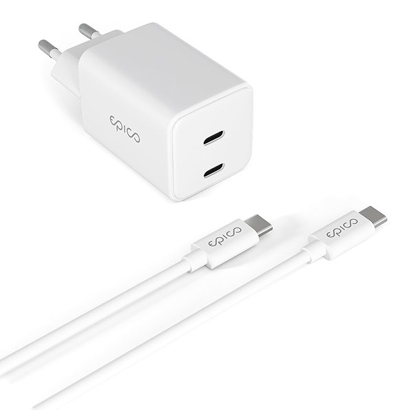 Wall Charger Epico UltraBoost EA30 45W GaN Power Adapter with 1.2m USB-C to USB-C Cable - White ...