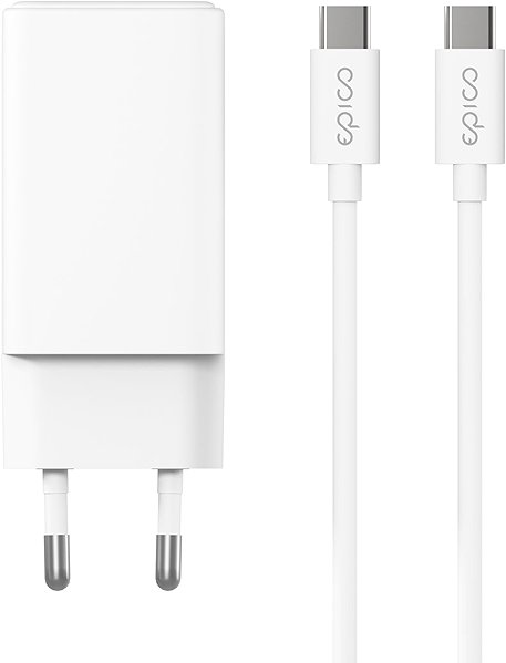 Wall Charger Epico UltraBoost EA40 65W GaN Power Adapter with 1.2m USB-C to USB-C Cable - White ...
