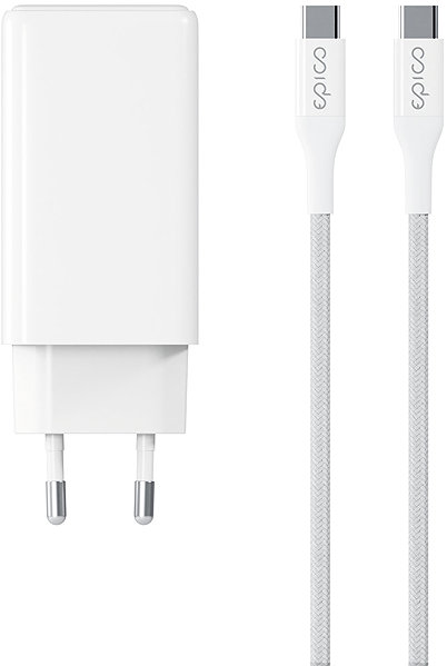Wall Charger Epico UltraBoost GaN 100W Power Adapter EA100 with 1.2m USB-C to USB-C Cable - White ...